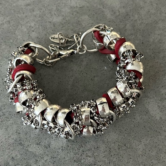 Free People Silver and Red Chain Bracelet NWOT - Picture 2 of 3